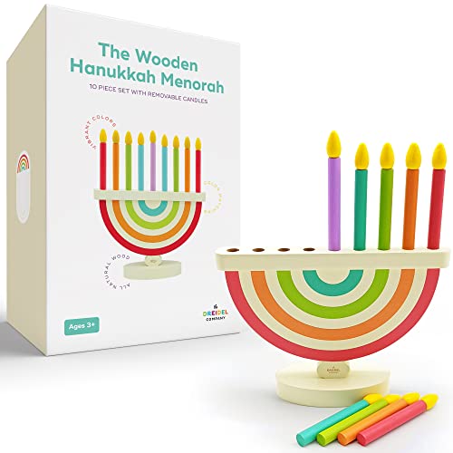 Hanukkah Children's Wooden Chanukah Menorah With Removable Candles