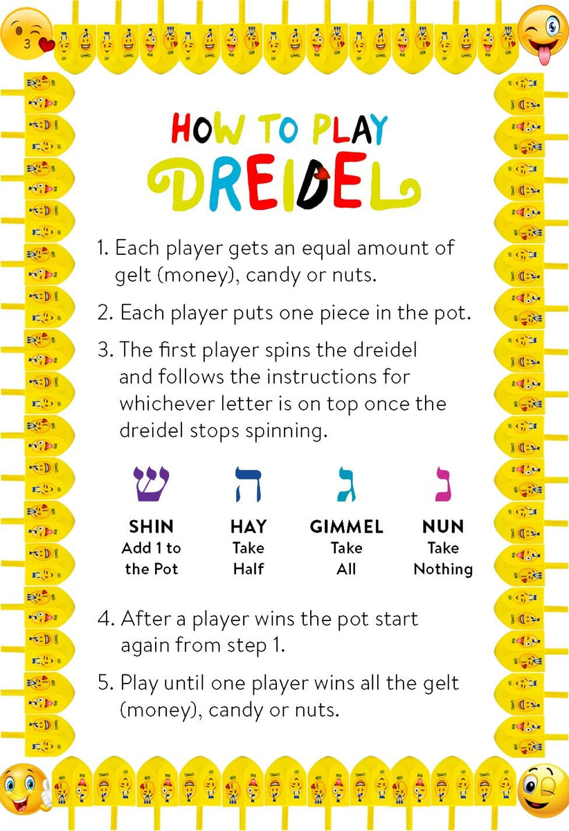 Hanukkah Emoji Dreidels With Hebrew And English Transliteration Instruc