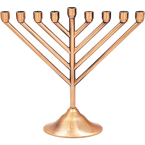Hanukkah Menorah With Rambam Design - Silvertone Chanukah Menorah For Holiday Celebration