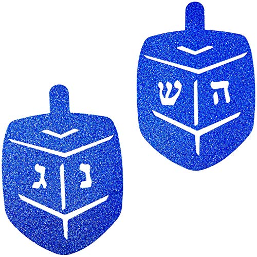 Dreidel (toupie) De Hanoukka En Cristal K9 Avec Strass Bleus - Fait Main, Presse-papier Décoratif, 8.2cm